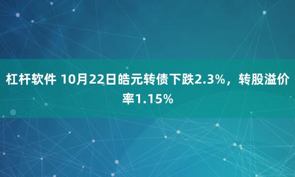 杠杆软件 10月22日皓元转债下跌2.3%，转股溢价率1.15%